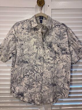 Gap y2kVintage Shirt Women’s Small Safari Jungle Print Button Down Animal Cotton